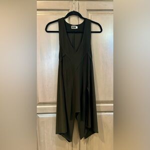 Sympli Sleeveless Handkerchief Midi Dress in Black, Size 2